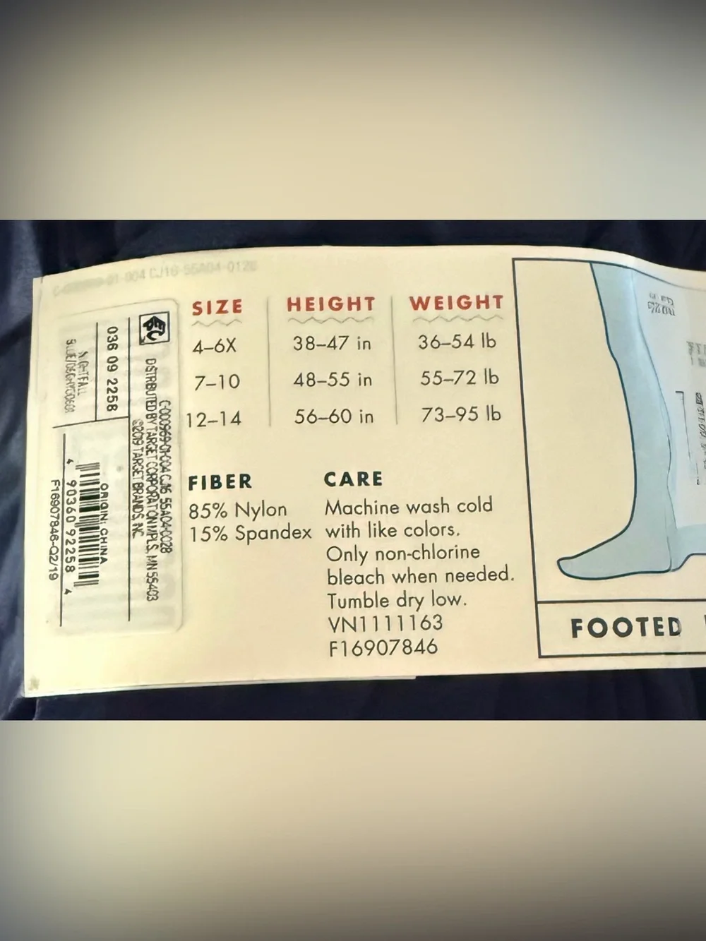Cat & Jack Footed Tights - Deep Navy Size 12-14